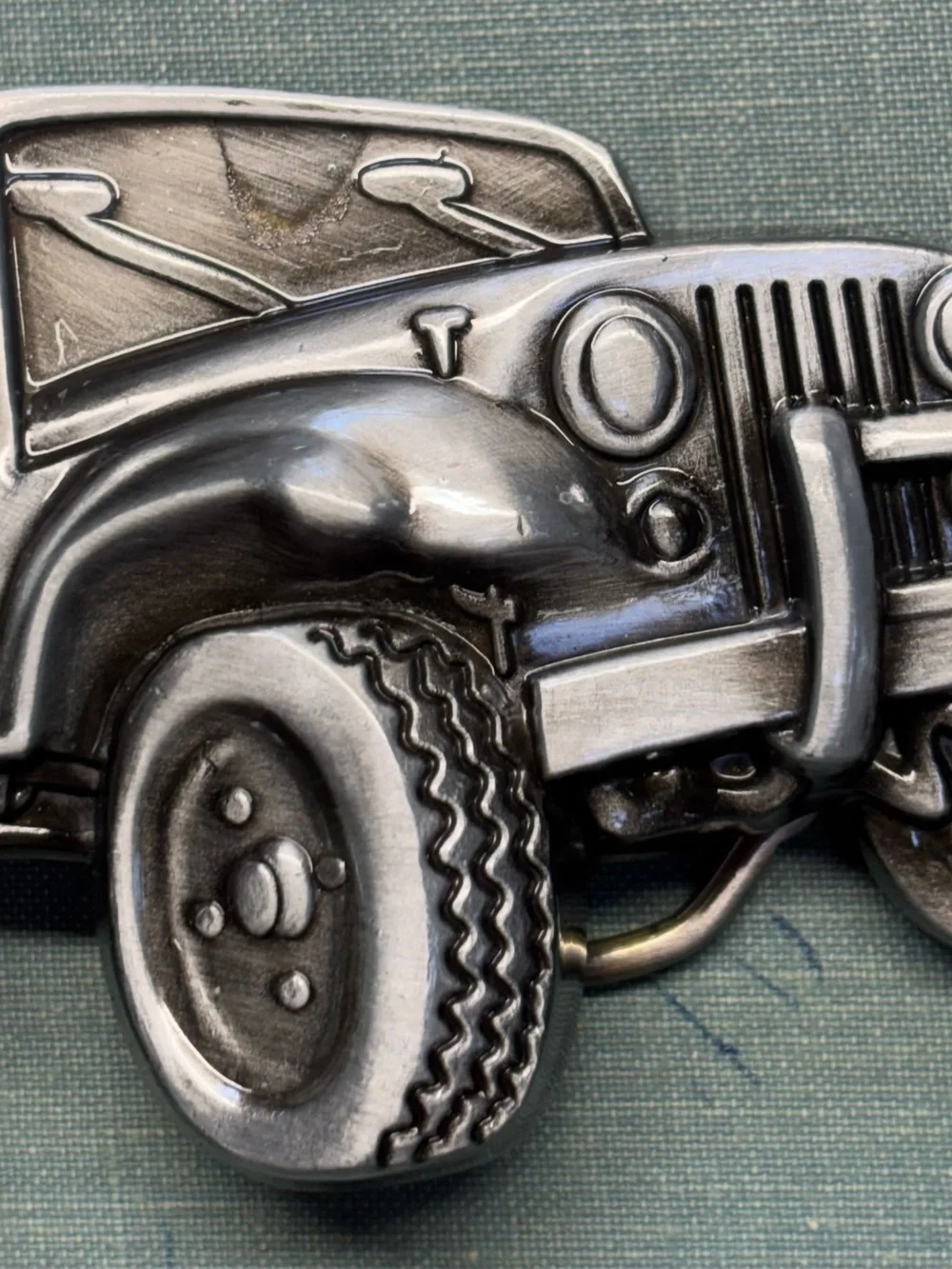 Vintage Jeep 4x4 Metal Belt Buckle Silver Tone New